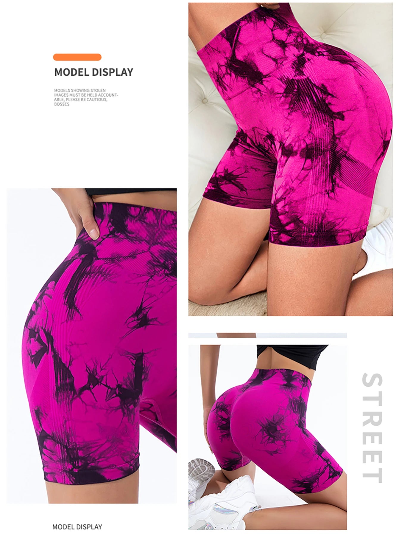 Tie Dyed Seamless Fitness Pants WOMENS High Waist and Lifting Sports Tight Shorts Running Sexy Peach Fitness Yoga Shorts Yoga