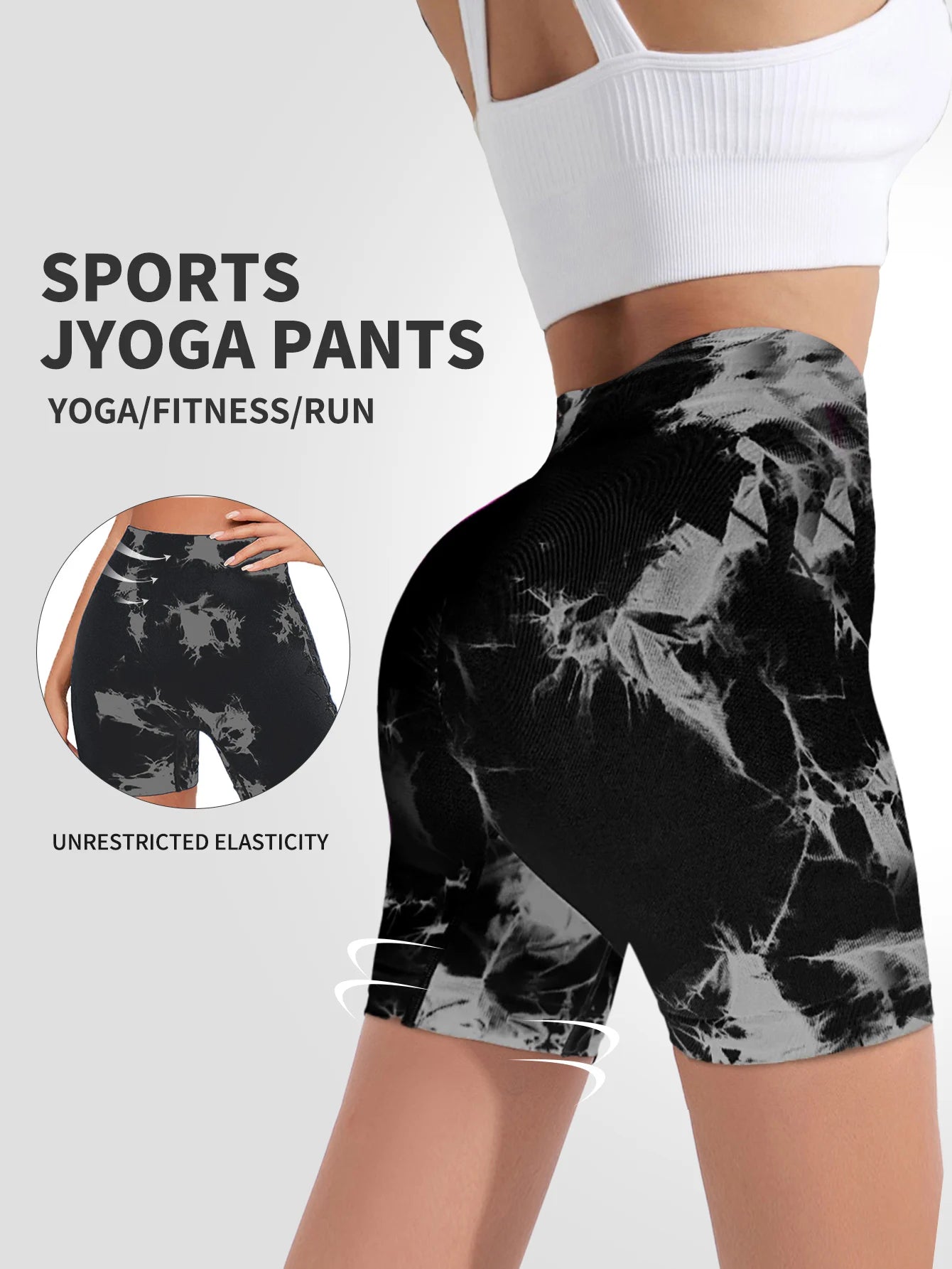 Tie Dyed Seamless Fitness Pants WOMENS High Waist and Lifting Sports Tight Shorts Running Sexy Peach Fitness Yoga Shorts Yoga