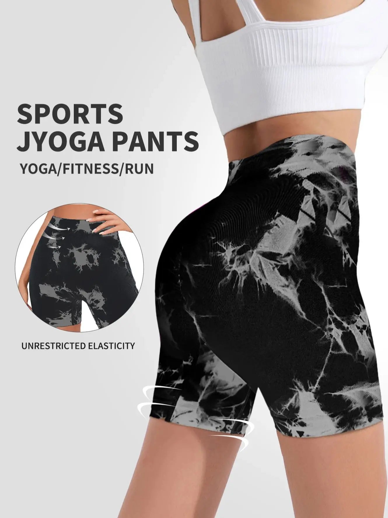 Tie Dyed Seamless Fitness Pants WOMENS High Waist and Lifting Sports Tight Shorts Running Sexy Peach Fitness Yoga Shorts Yoga